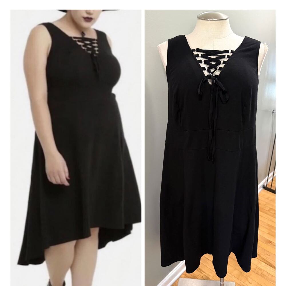 Torrid 3 (3X) TRIPP NYC Black Knit Hi Low Hem Lace Up Tank Dress New Gothic - Picture 1 of 3